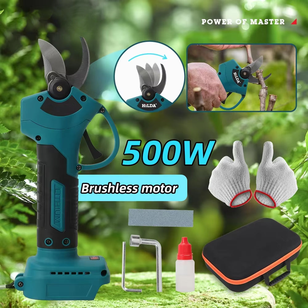 VadosCut Electric Pruning Shears 500W Brushless Motor with High Carbon Steel Blades for Gardening and Landscaping