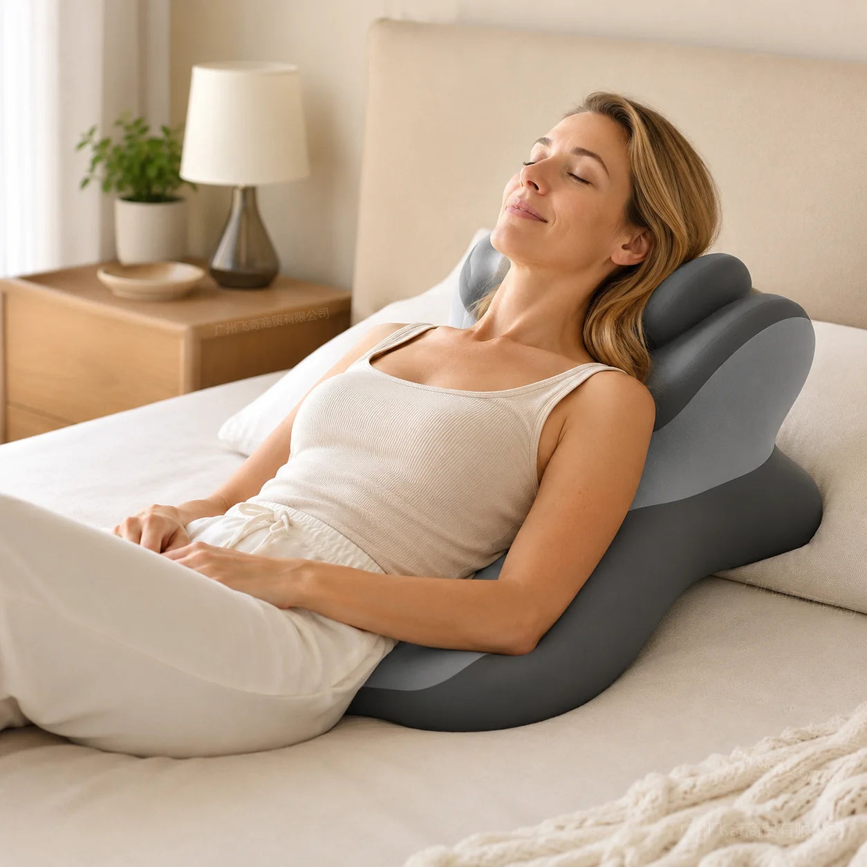 VaelisFen Ergonomic Reading Pillow Memory Foam Bed Back Support with Armrests