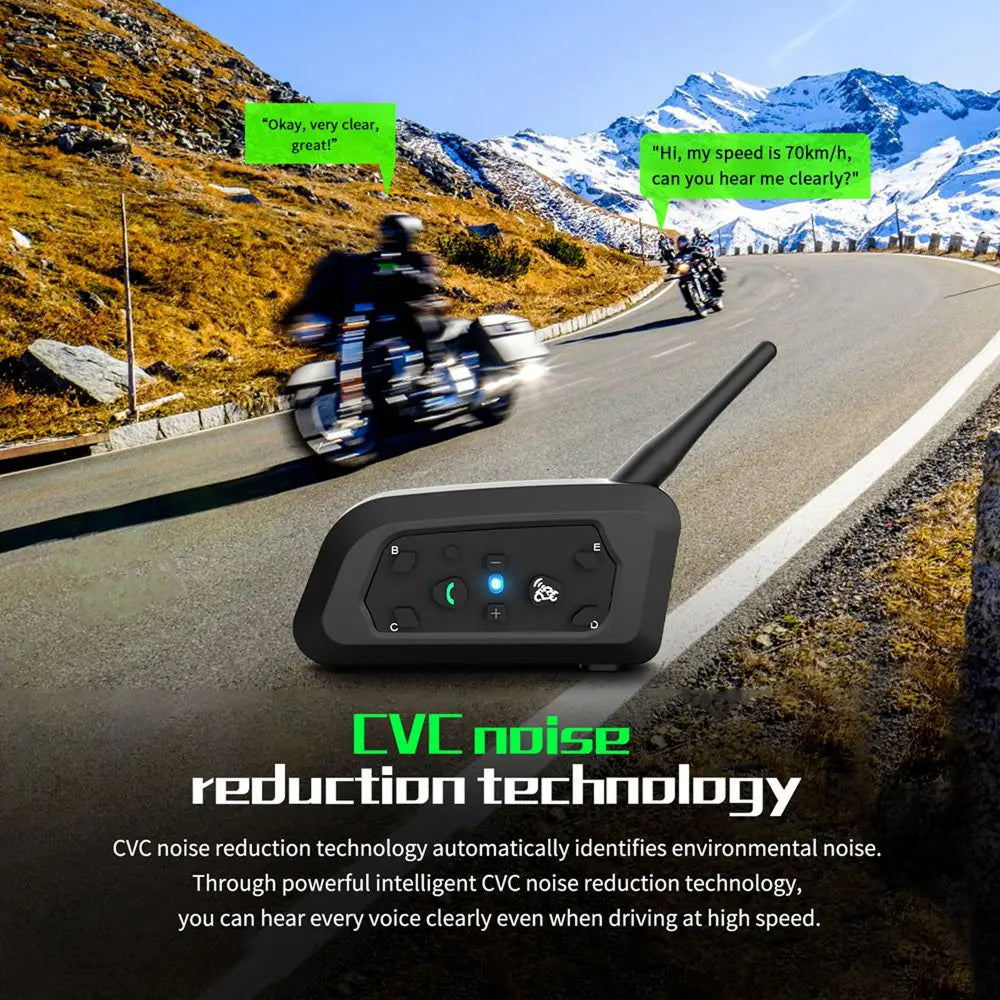 ViMocox Motorcycle Bluetooth Intercom 800m Range IP67 Waterproof 6-Rider Headset