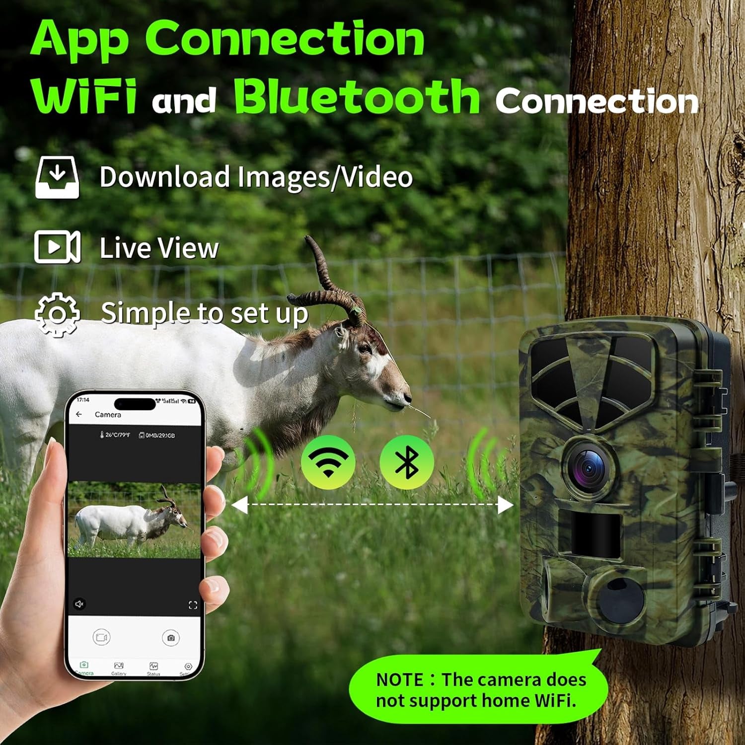 VixTralix 4K Trail Camera - 48MP Wildlife Game Camera with WiFi Bluetooth App Control, 0.2s Trigger Speed