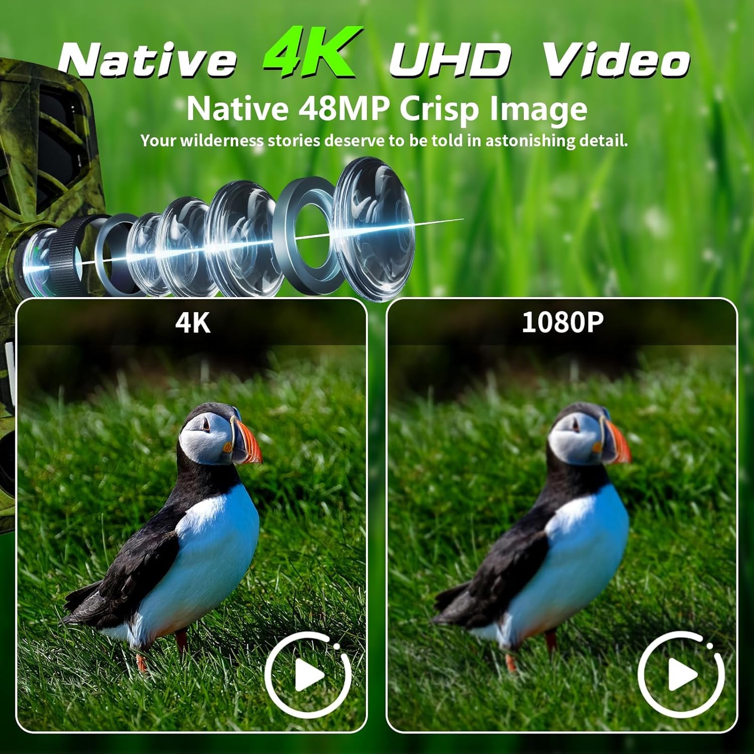 VixTralix 4K Trail Camera - 48MP Wildlife Game Camera with WiFi Bluetooth App Control, 0.2s Trigger Speed
