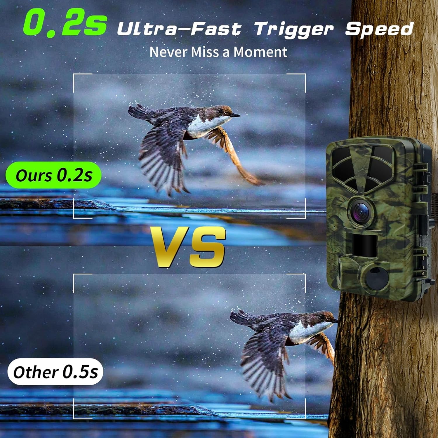 VixTralix 4K Trail Camera - 48MP Wildlife Game Camera with WiFi Bluetooth App Control, 0.2s Trigger Speed