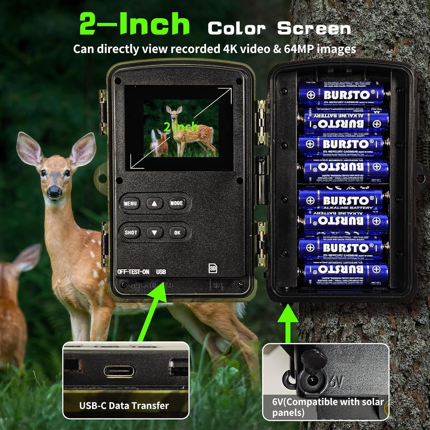 VixTralix 4K Trail Camera - 48MP Wildlife Game Camera with WiFi Bluetooth App Control, 0.2s Trigger Speed