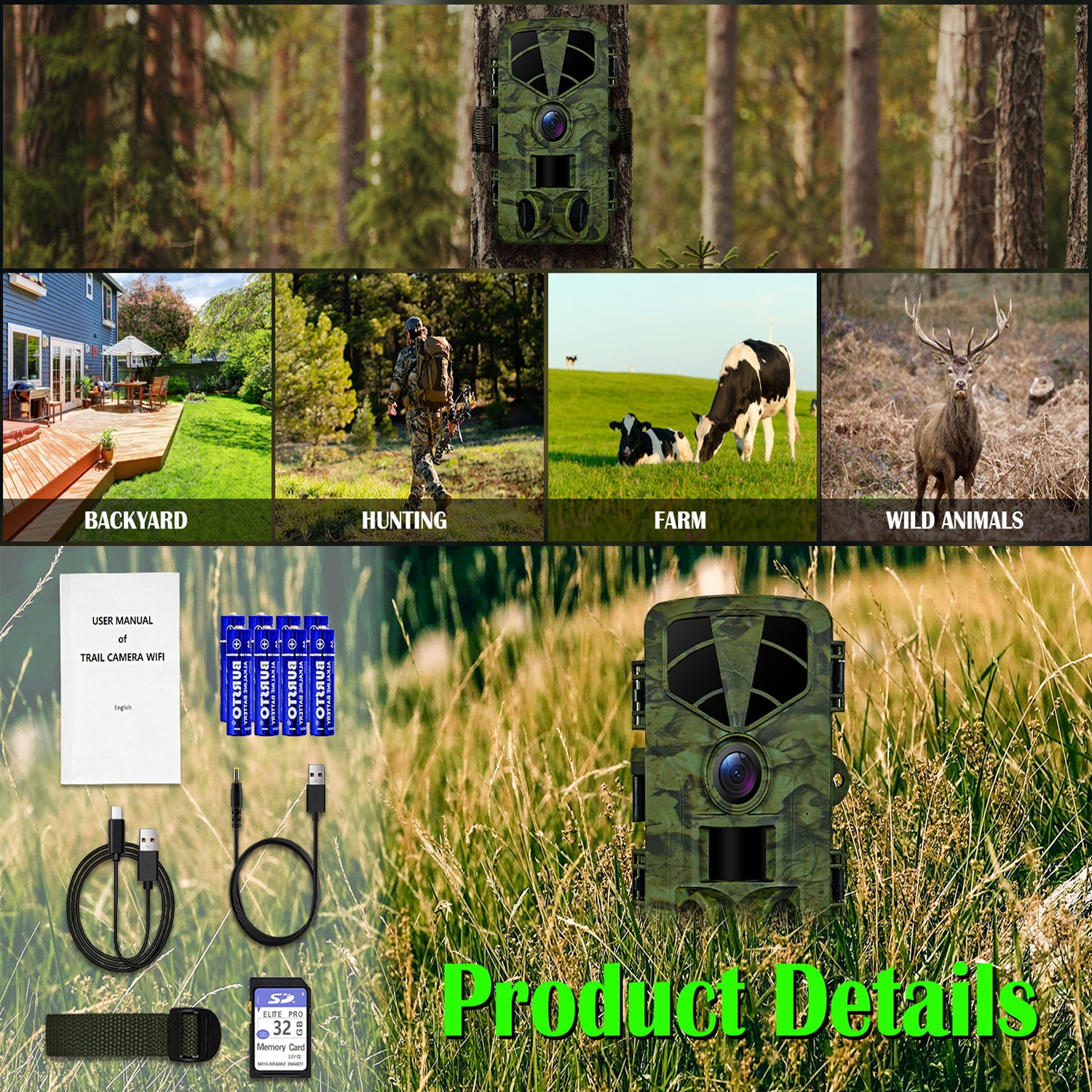 VixTralix 4K Trail Camera - 48MP Wildlife Game Camera with WiFi Bluetooth App Control, 0.2s Trigger Speed