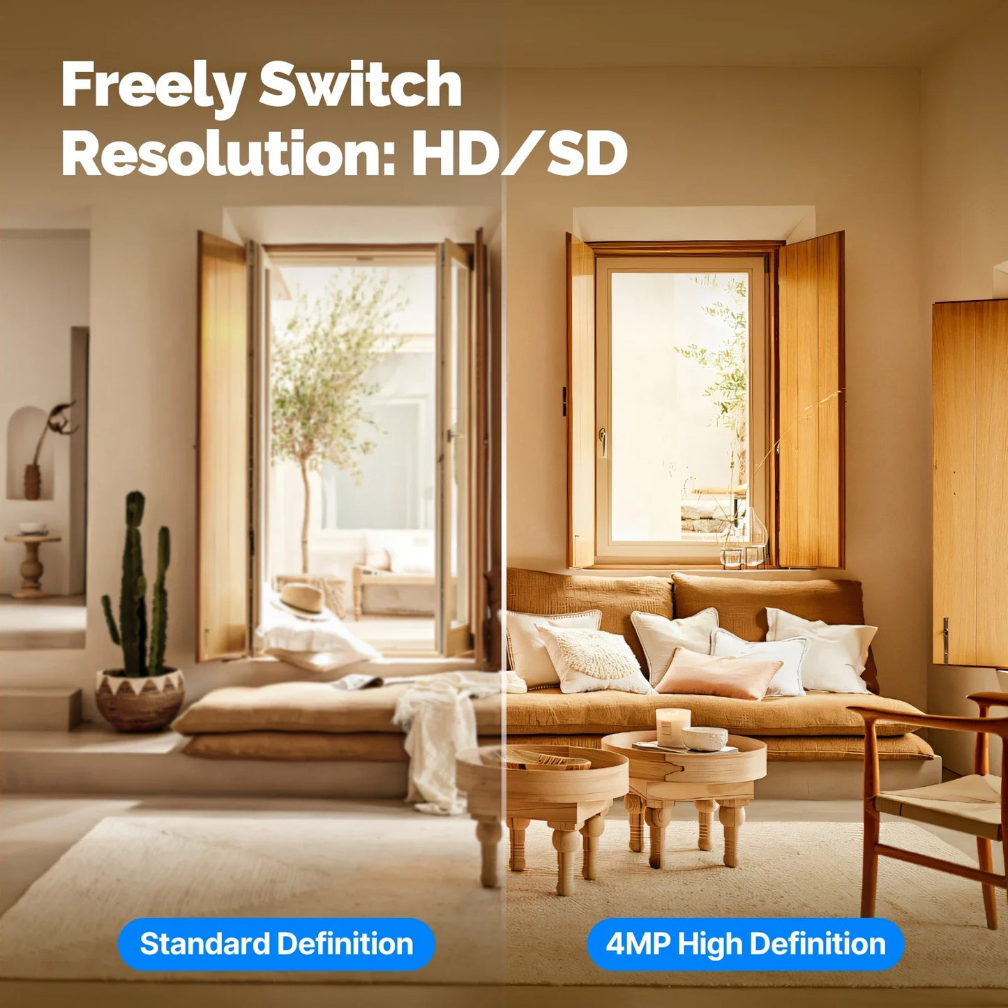 VugitCam 4MP Indoor Security Camera 360° Pan/Tilt AI Motion Detection Alexa & Google