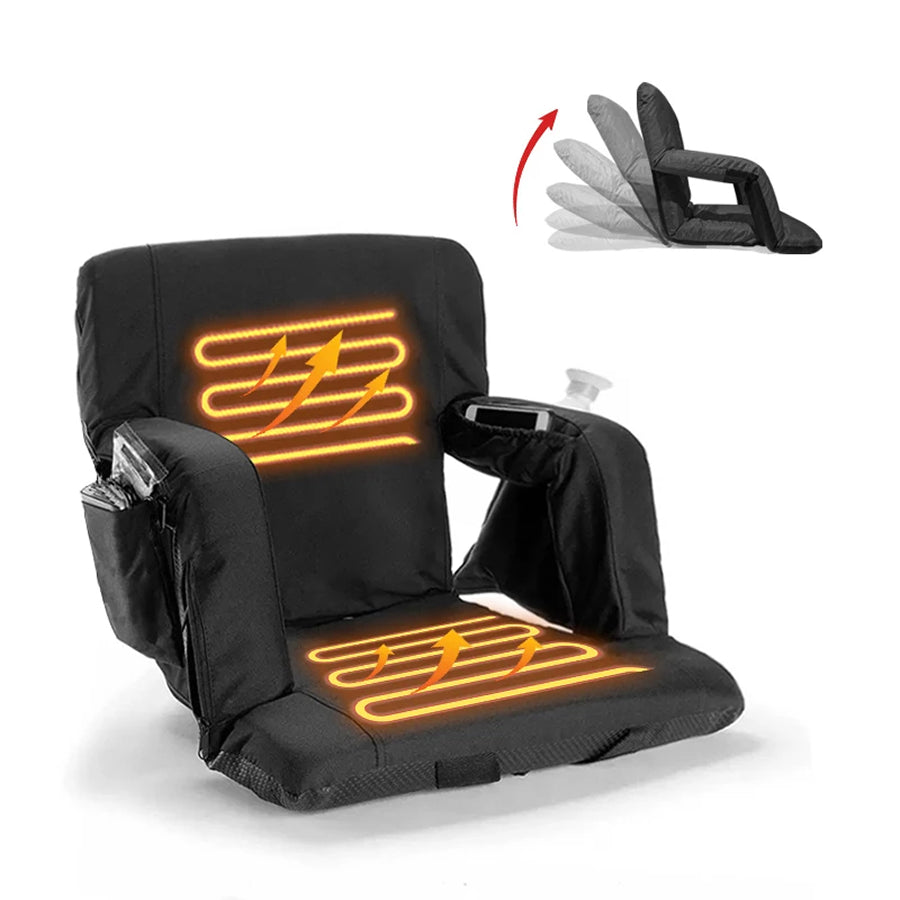 Heated Stadium Seat - Portable Padded Chair with Heating for Bleachers & Camping