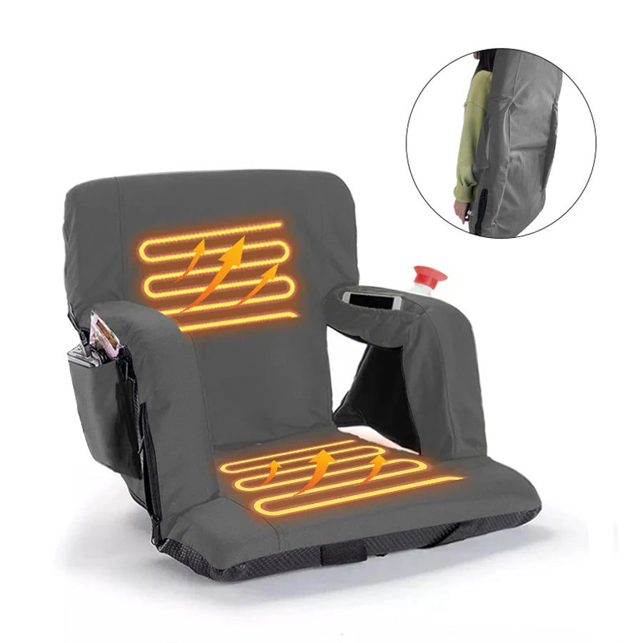 Heated Stadium Seat - Portable Padded Chair with Heating for Bleachers & Camping
