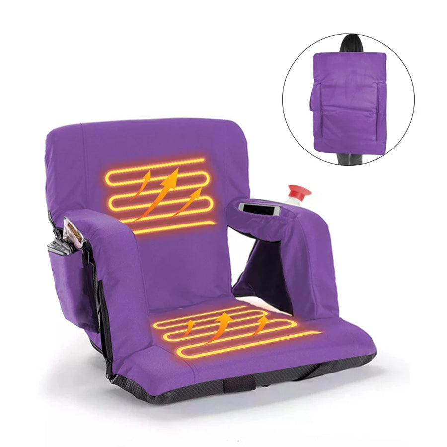 Heated Stadium Seat - Portable Padded Chair with Heating for Bleachers & Camping