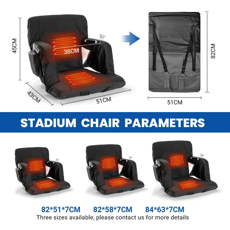 Heated Stadium Seat - Portable Padded Chair with Heating for Bleachers & Camping