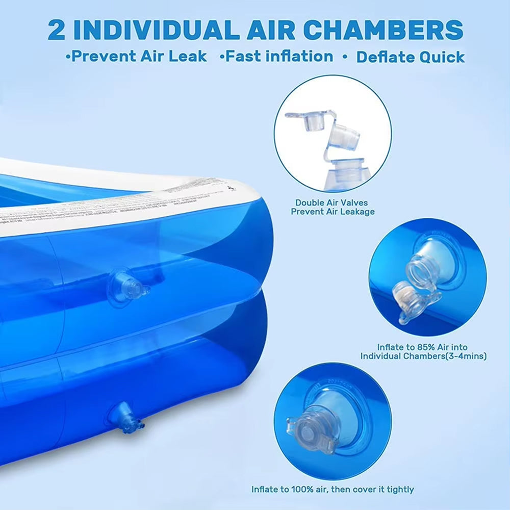 WaviJoy Family Inflatable Pool with Independent Airbag System and Cushioned Thermal Bottom