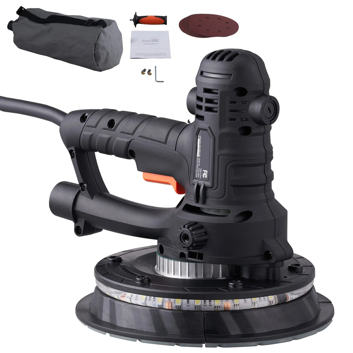 Electric Drywall Sander with Vacuum Dust Collection Attachment for Wall & Ceiling Sanding