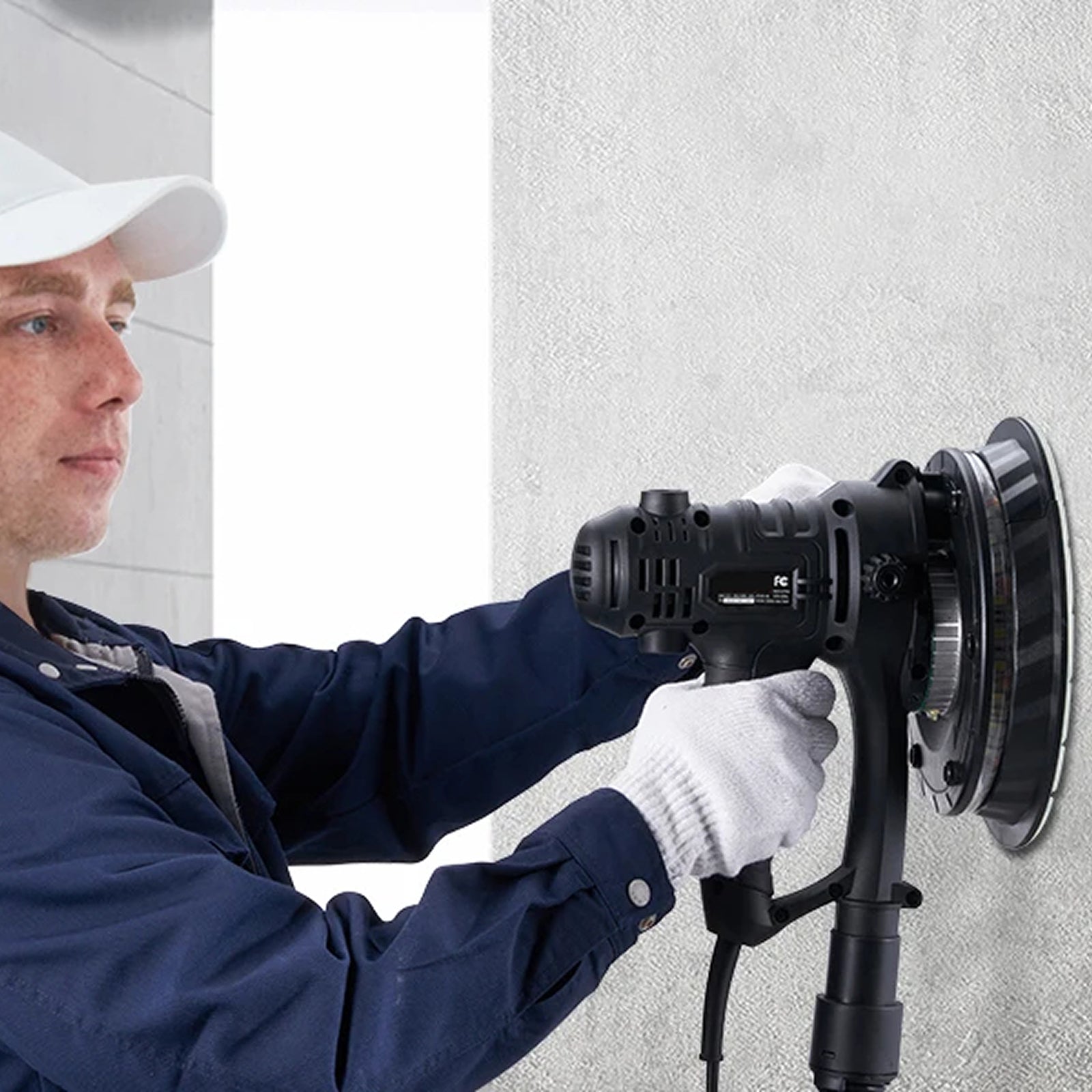 Electric Drywall Sander with Vacuum Dust Collection Attachment for Wall & Ceiling Sanding