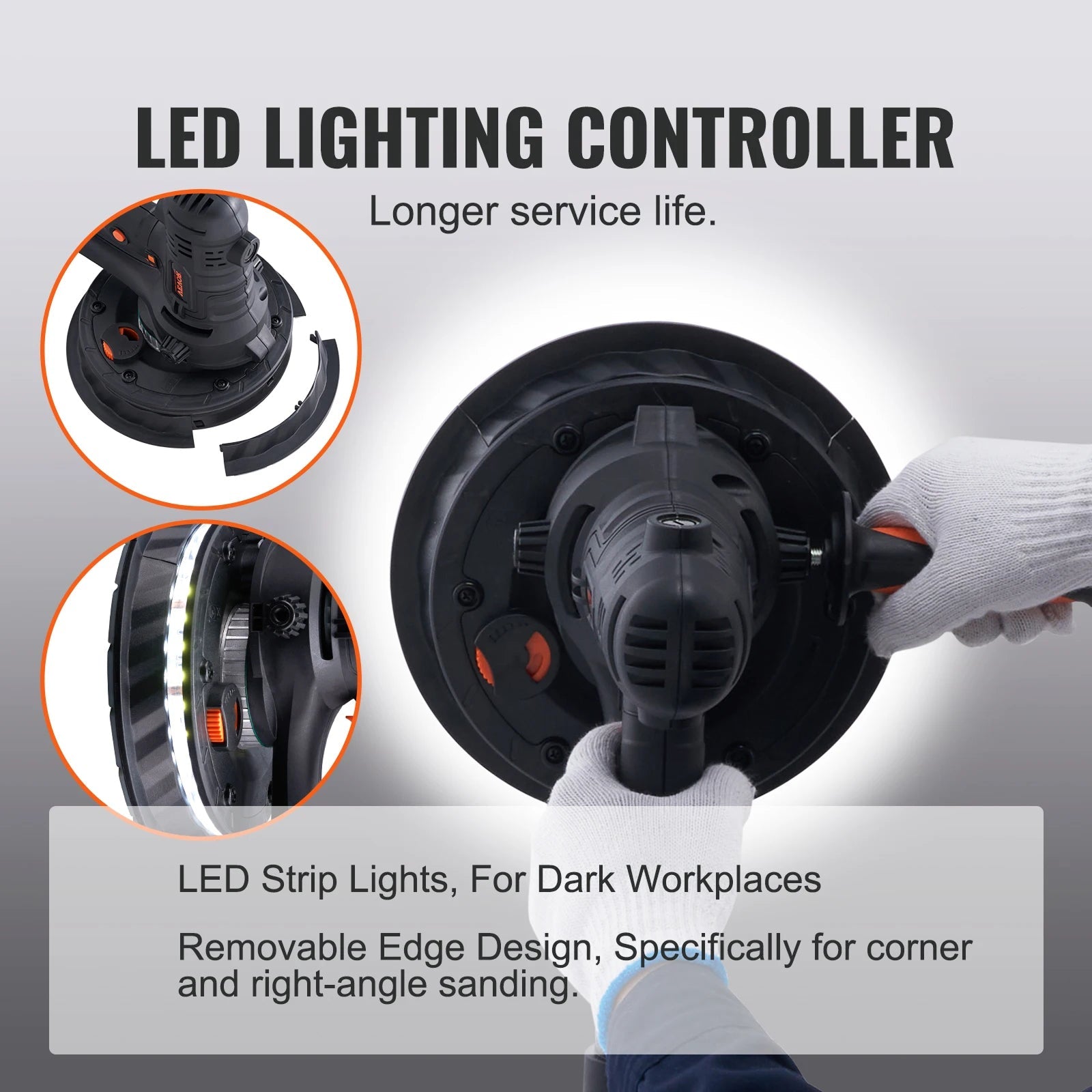 Electric Drywall Sander with Vacuum Dust Collection Attachment for Wall & Ceiling Sanding