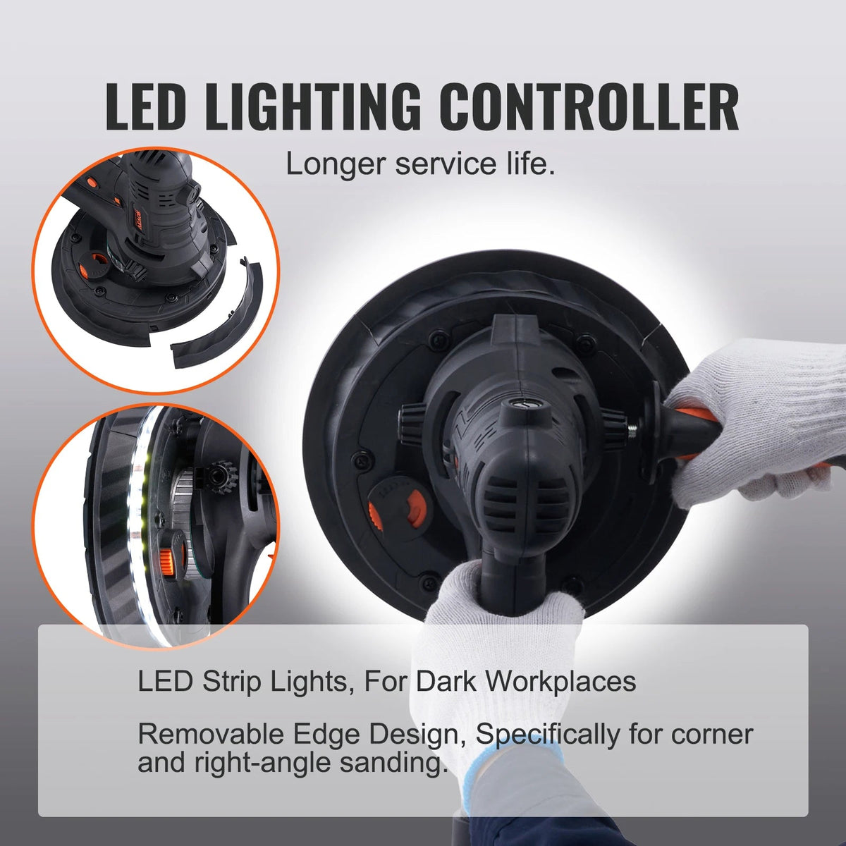Electric Drywall Sander with Vacuum Dust Collection Attachment for Wall & Ceiling Sanding