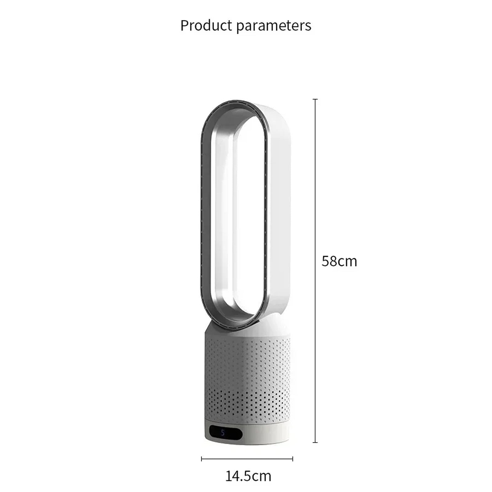 WhisParu Bladeless Fan 8-Speed 30dB Sleep Mode 90° Oscillation Negative Ion Air Purifier