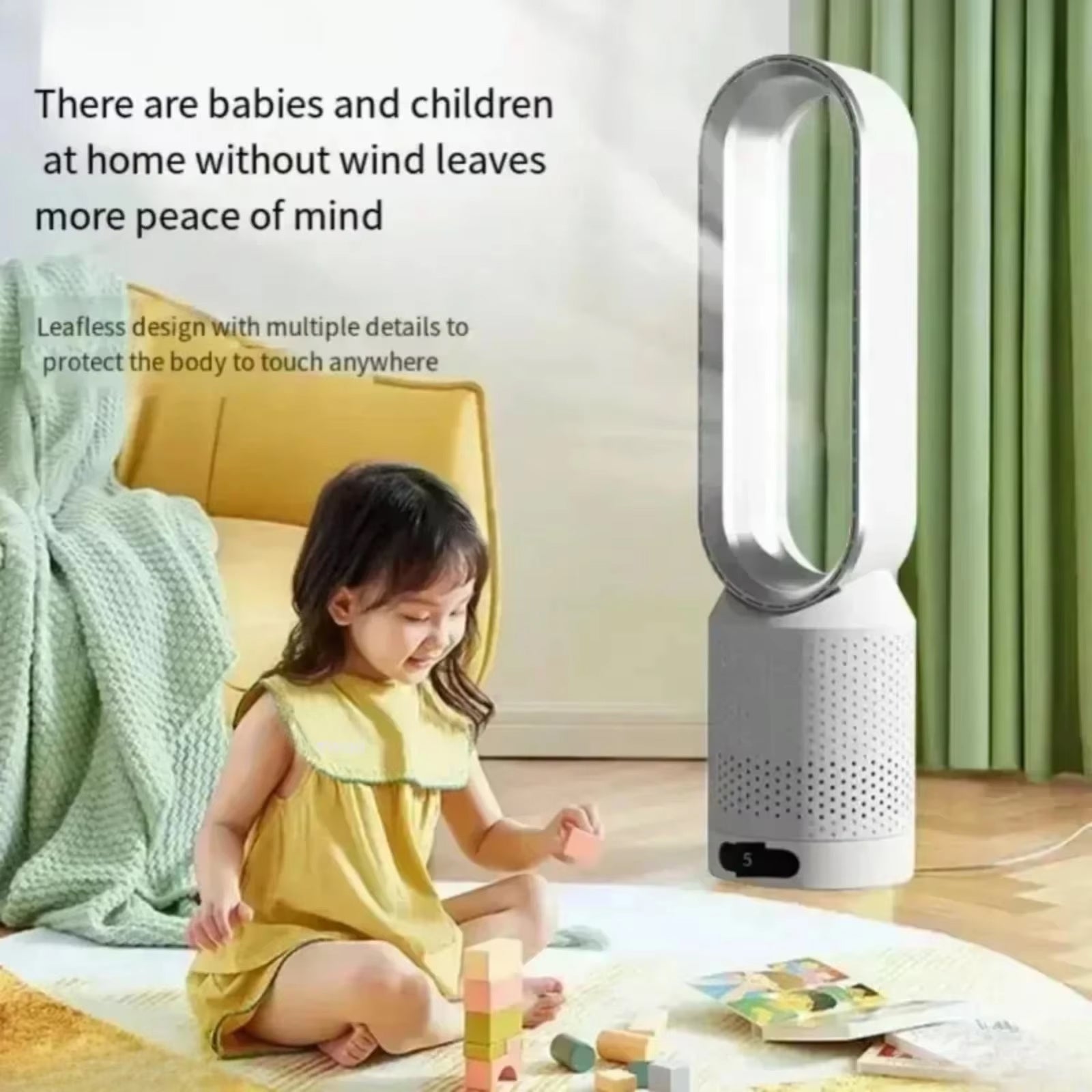 WhisParu Bladeless Fan 8-Speed 30dB Sleep Mode 90° Oscillation Negative Ion Air Purifier