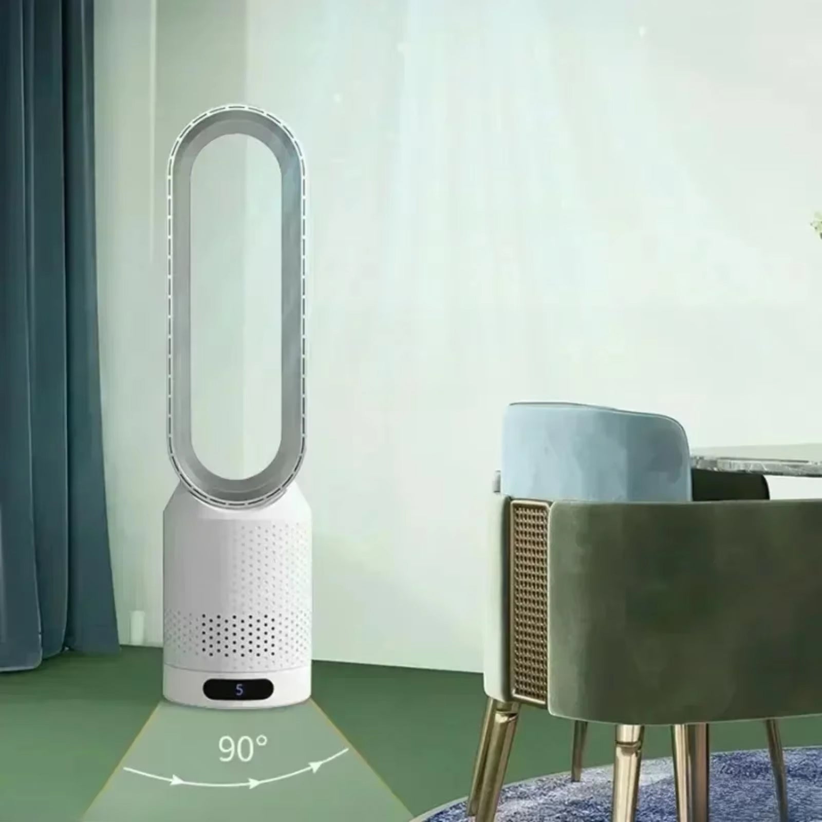 WhisParu Bladeless Fan 8-Speed 30dB Sleep Mode 90° Oscillation Negative Ion Air Purifier