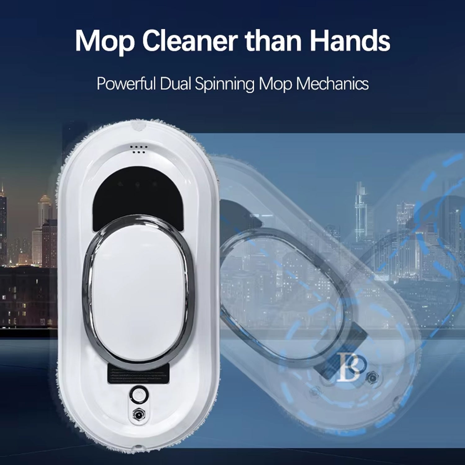 WiniGlide Robot Window Cleaner 5600Pa Suction with Dual Spinning Mops, AI Smart-Path and Safety Anti-Fall System