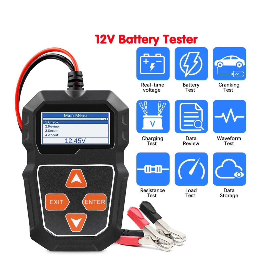 WontPrix 12V Battery Load Tester 100-2000 CCA Automotive Analyzer Tool