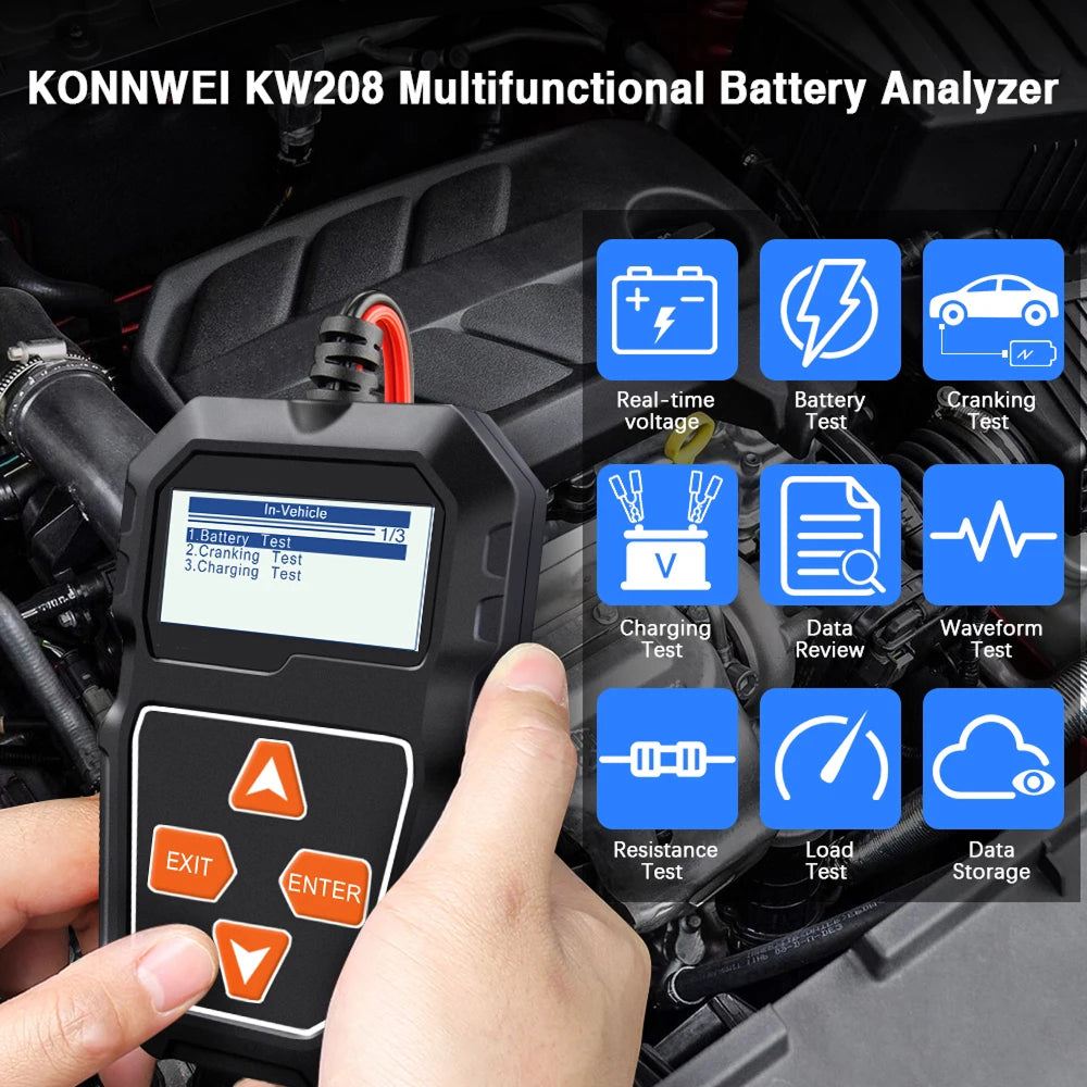 WontPrix 12V Battery Load Tester 100-2000 CCA Automotive Analyzer Tool