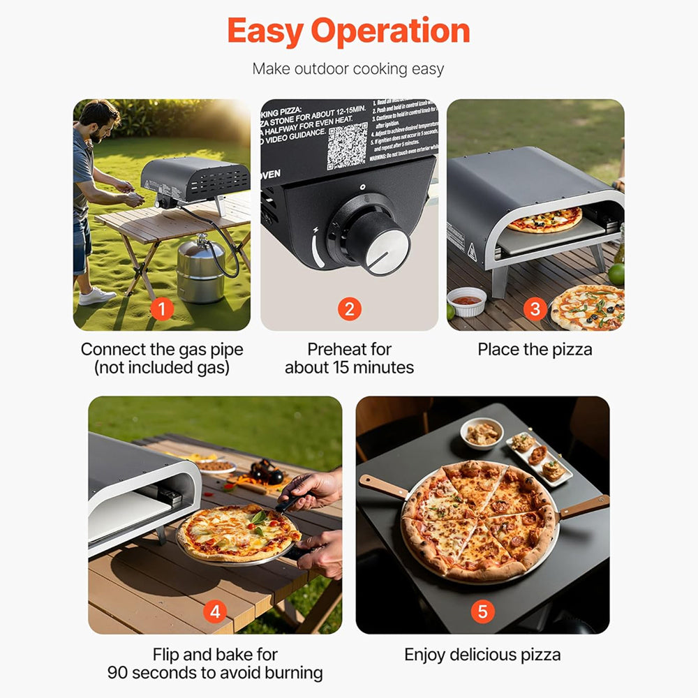 ZariKexi Portable Gas Pizza Oven 1000F Outdoor Maker 90 Seconds Fast Cook