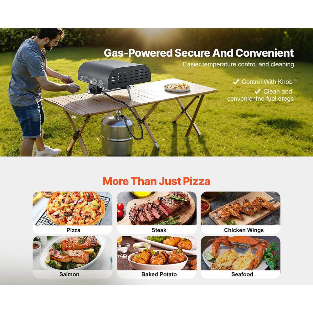ZariKexi Portable Gas Pizza Oven 1000F Outdoor Maker 90 Seconds Fast Cook
