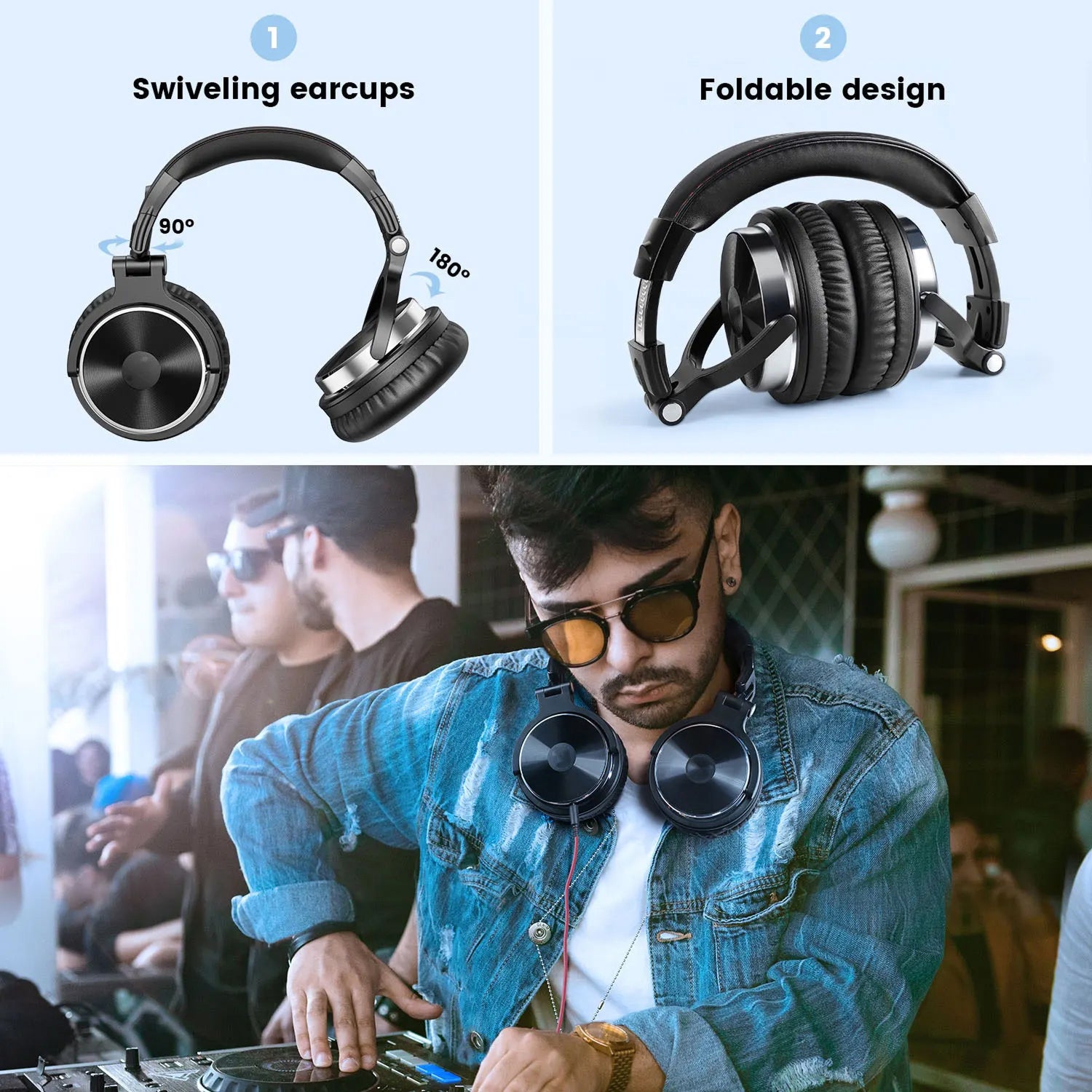 ZetaNase Studio Headphones 50mm Drivers 3.5/6.3mm Dual-Interface Foldable Monitor